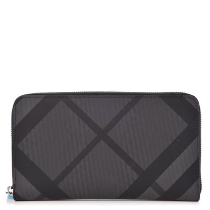 Burberry London Check Large Zip Around Wallet Charcoal 1 of 8