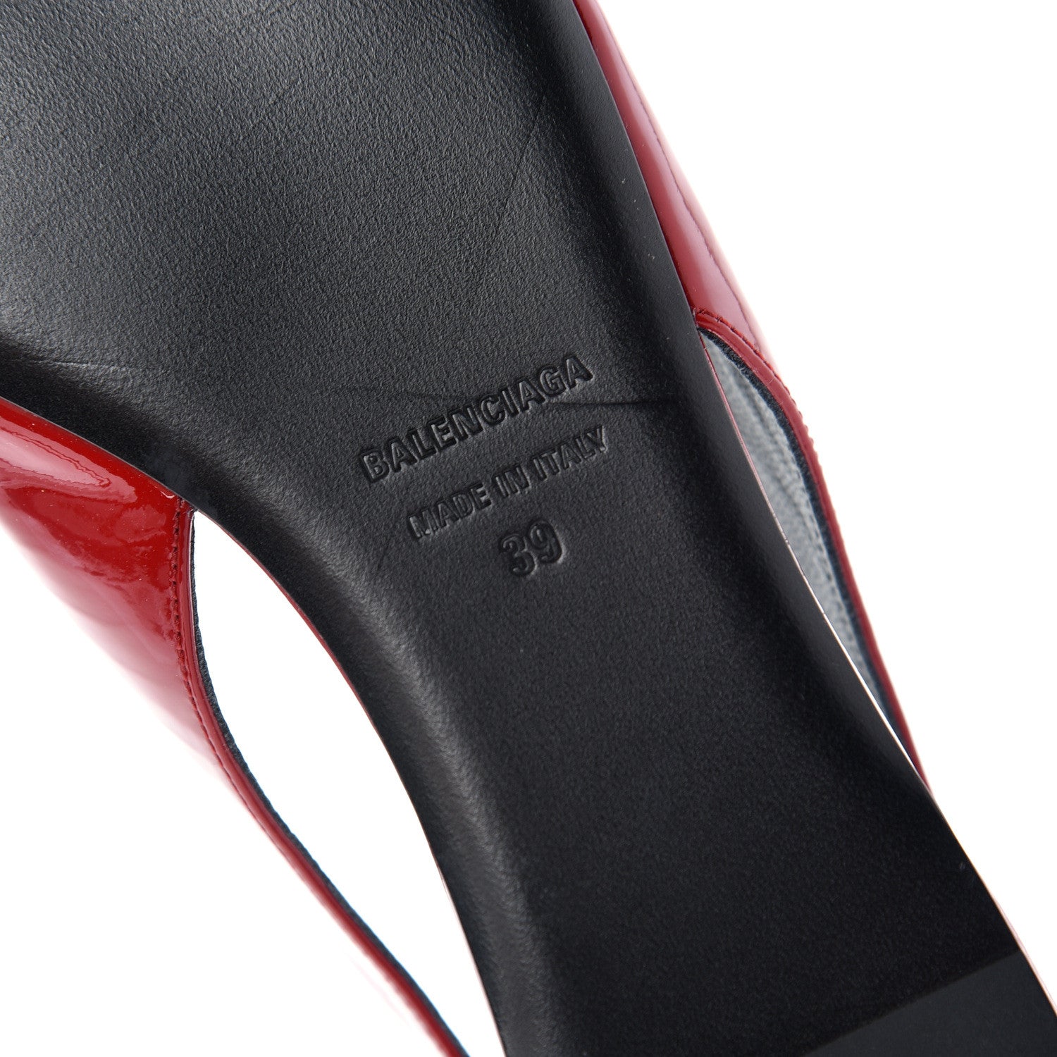 Balenciaga Patent BB Knife Pointy Toe Slingback Flats 39 Rouge Cardinal 9 of 11