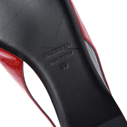 Balenciaga Patent BB Knife Pointy Toe Slingback Flats 39 Rouge Cardinal 9 of 11