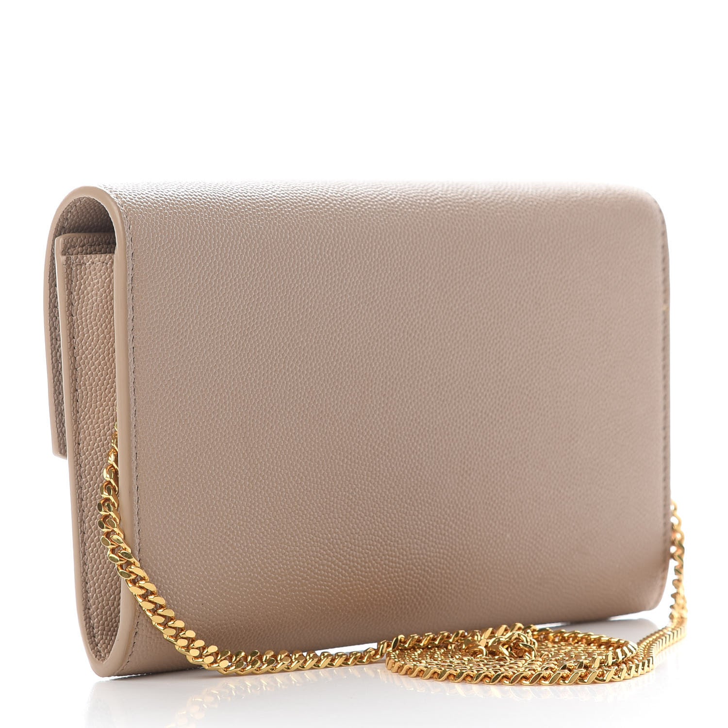 Saint Laurent Grain De Poudre Monogram Uptown Chain Wallet Nude Powder 3 of 9