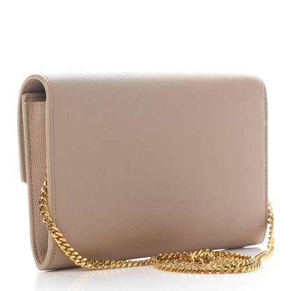 Saint Laurent Grain De Poudre Monogram Uptown Chain Wallet Nude Powder 3 of 9