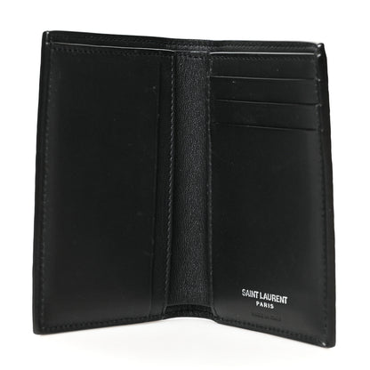 Saint Laurent Calfskin Crocodile Embossed Monogram Credit Card Wallet Black 5 of 8