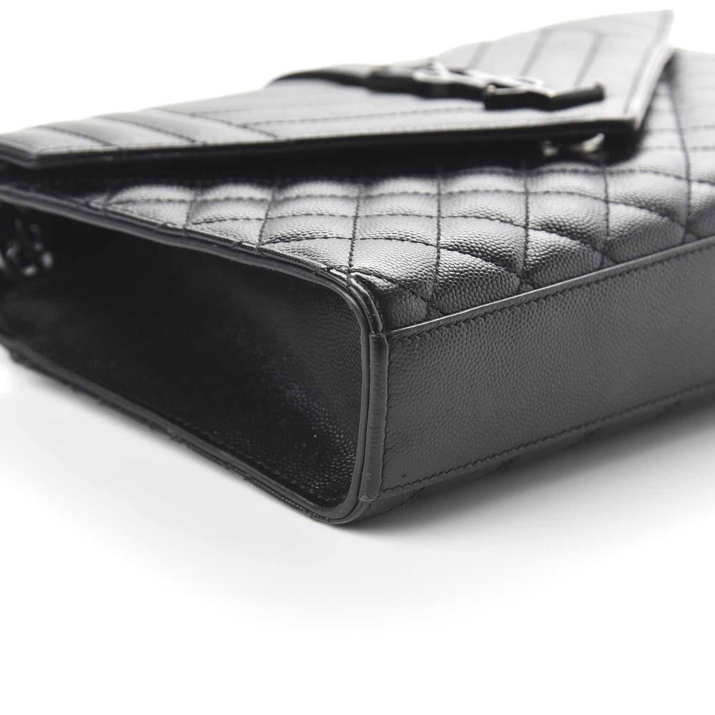 Grain De Poudre Textured Mixed Matelasse Triquilt Medium Monogram Satchel Black
