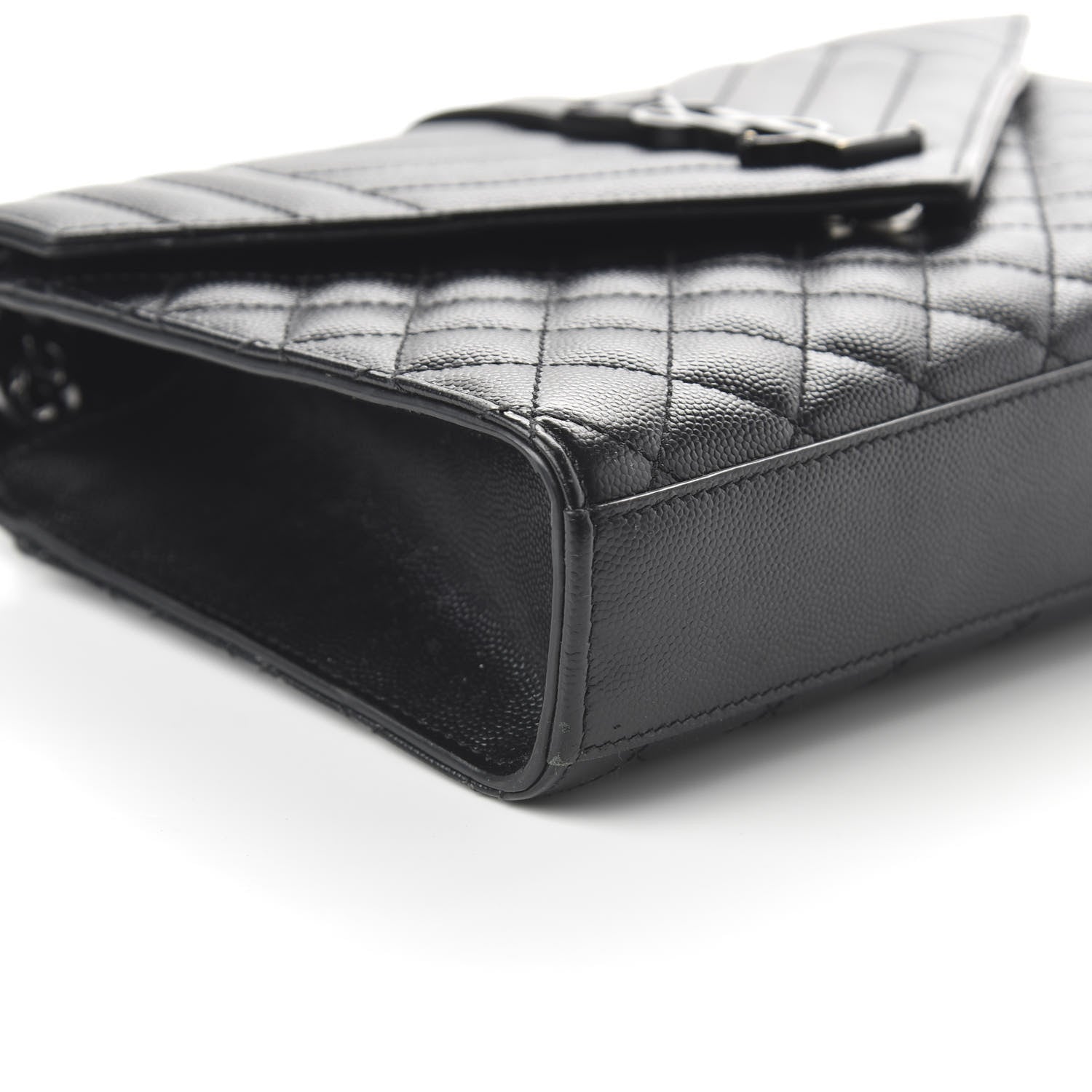 Saint Laurent Grain De Poudre Textured Mixed Matelasse Triquilt Medium Monogram Satchel Black 6 of 9