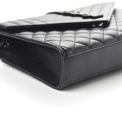Saint Laurent Grain De Poudre Textured Mixed Matelasse Triquilt Medium Monogram Satchel Black 6 of 9