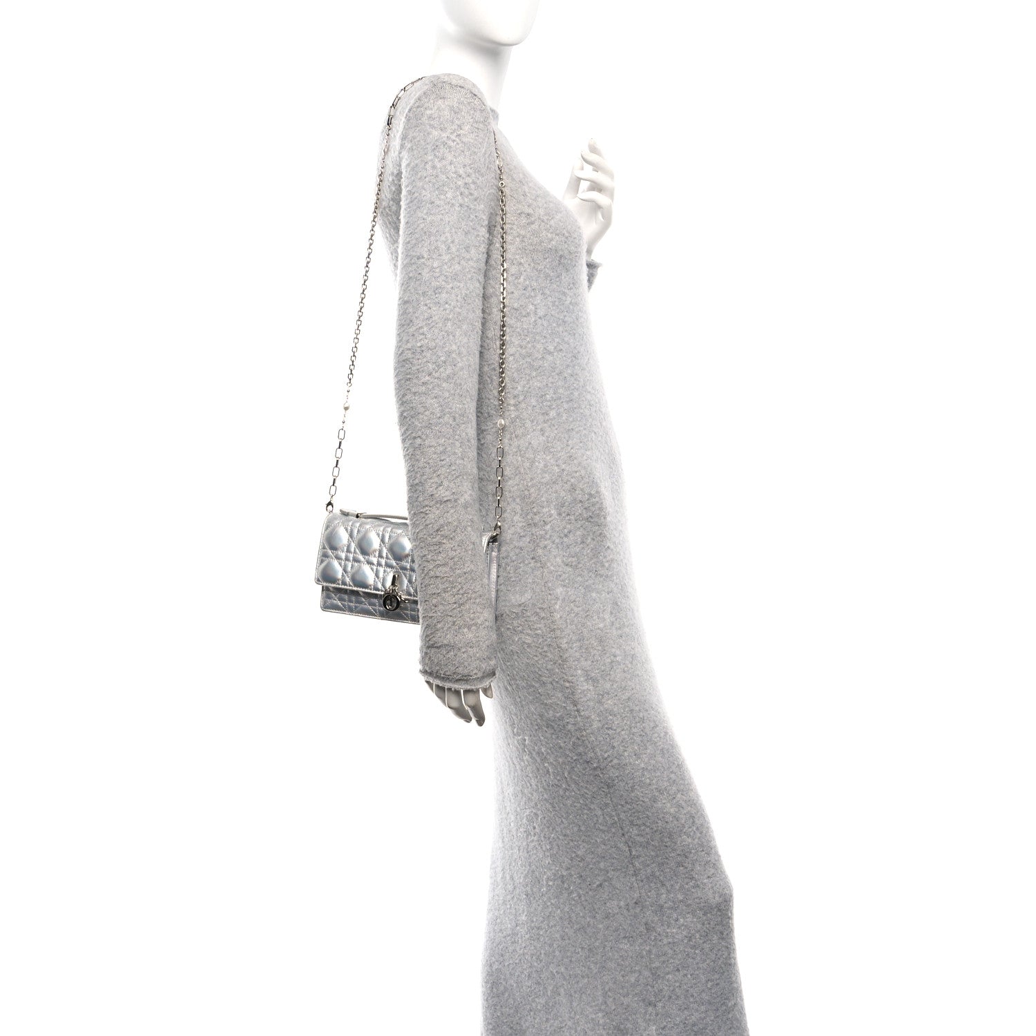 Christian Dior Iridescent Metallic Lambskin Cannage Mini My Dior Bag Silver 2 of 10