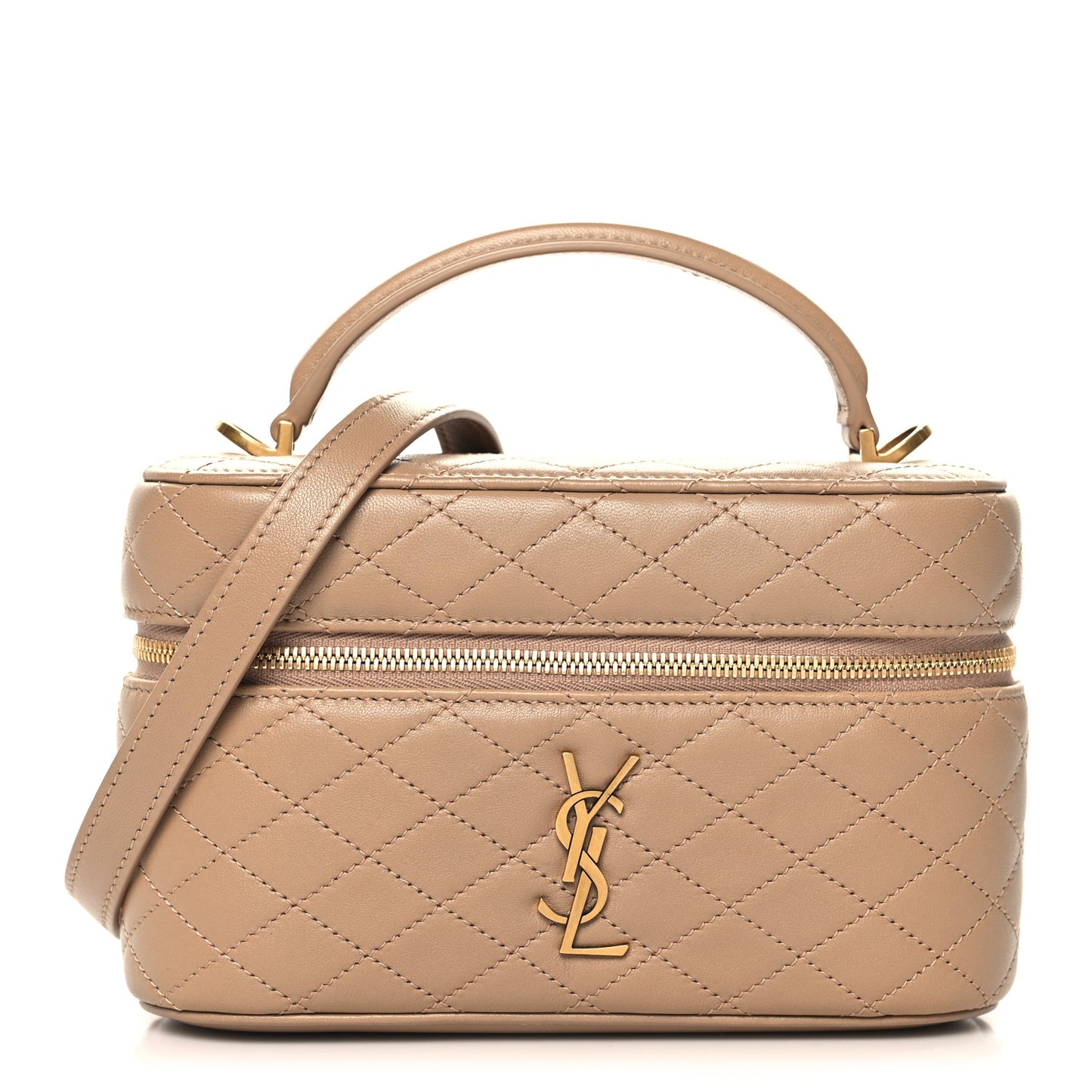 Lambskin Quilted Mini Gaby Vanity Case Dark Toffee