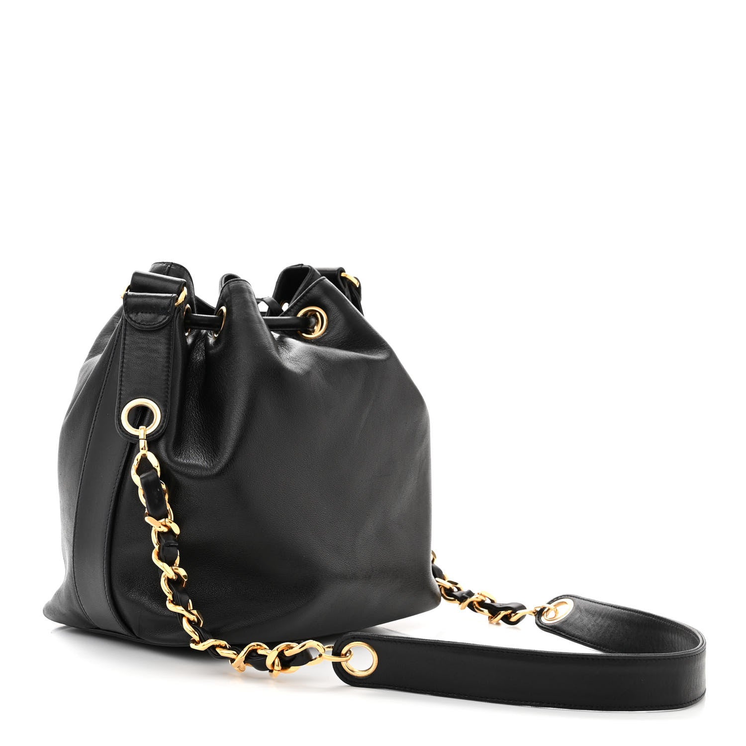 Chanel Lambskin CC Drawstring Bag Black 4 of 14