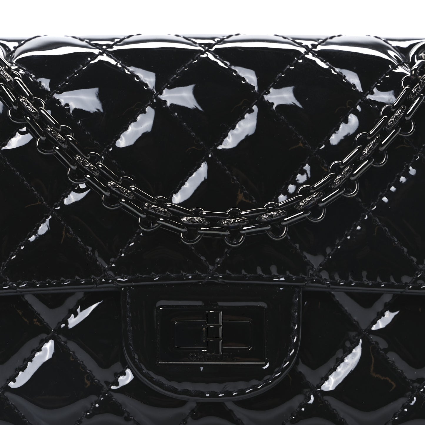 Patent Calfskin Quilted 2.55 Reissue Mini Flap So Black