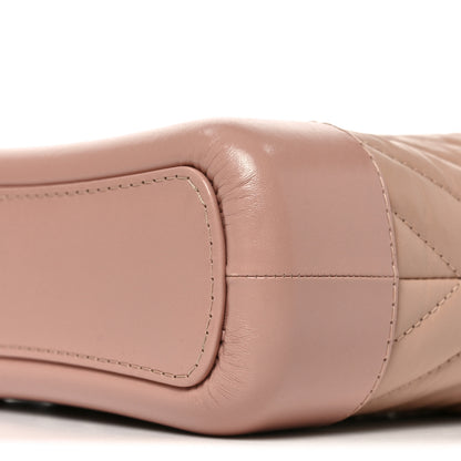 Chanel Aged Calfskin Chevron Quilted Small Gabrielle Hobo Pink 9 of 9