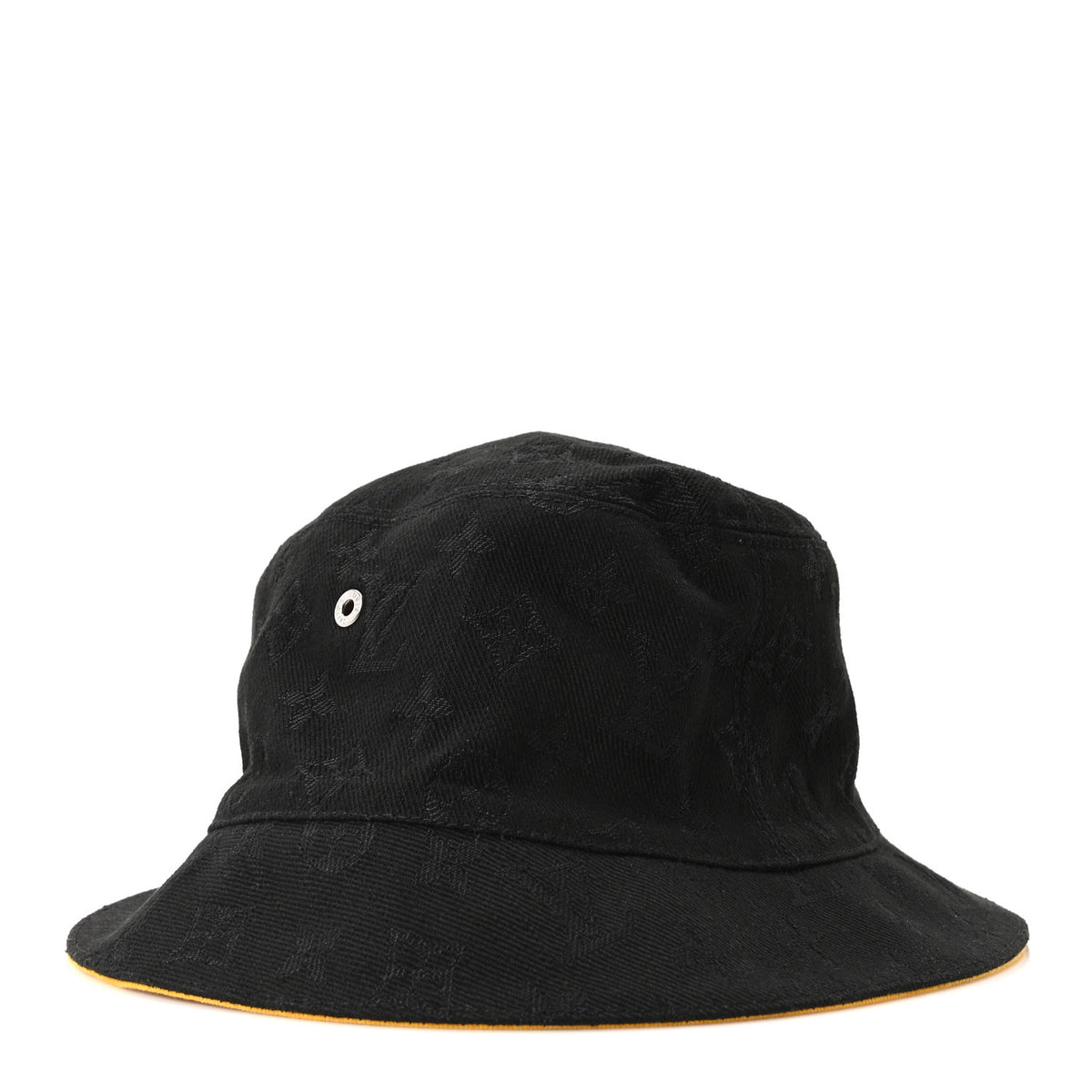 Louis Vuitton Denim Monogram Reversible LV Bucket Hat 60 Black Yellow 7 of 10