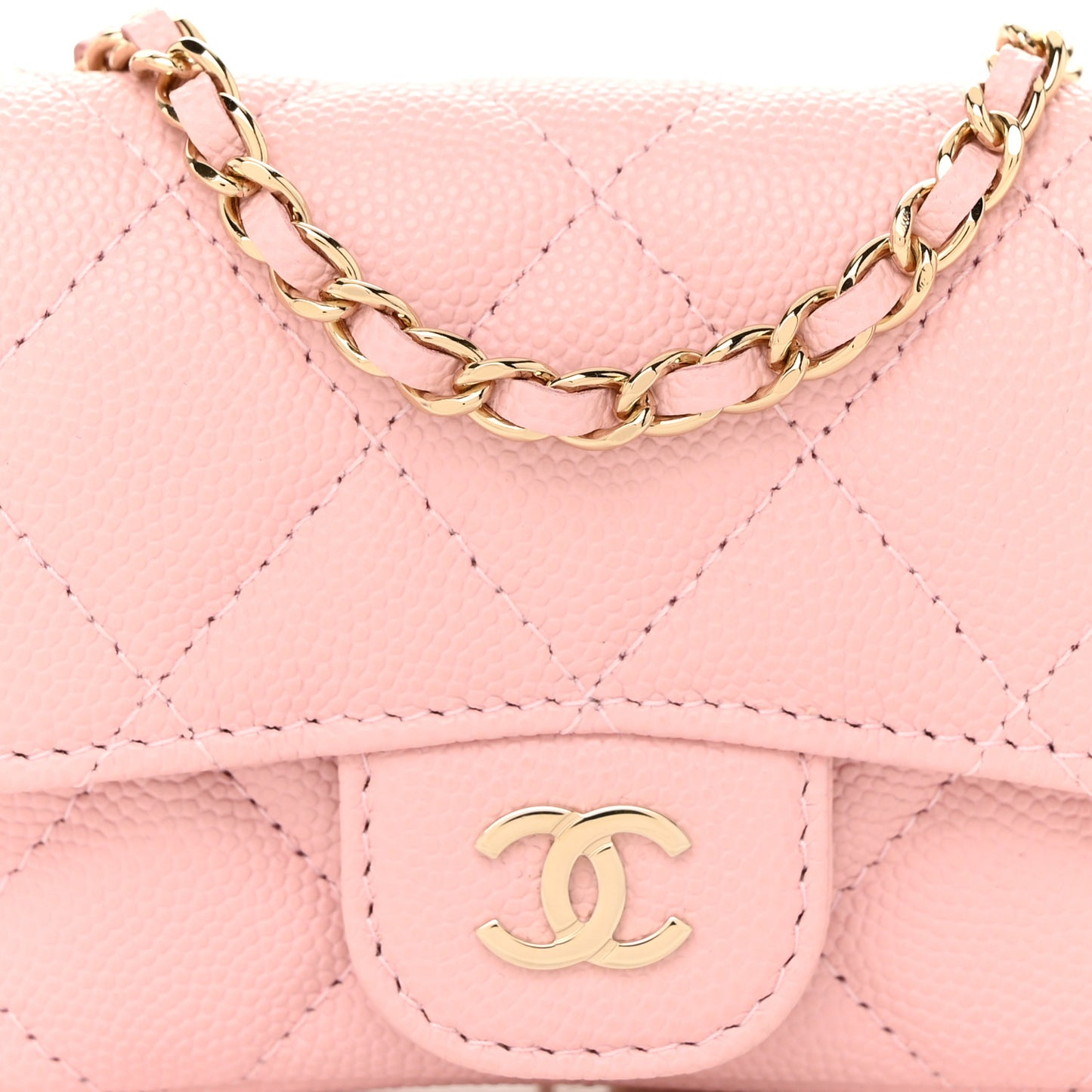 Caviar Quilted Mini Chain Belt Bag Light Pink