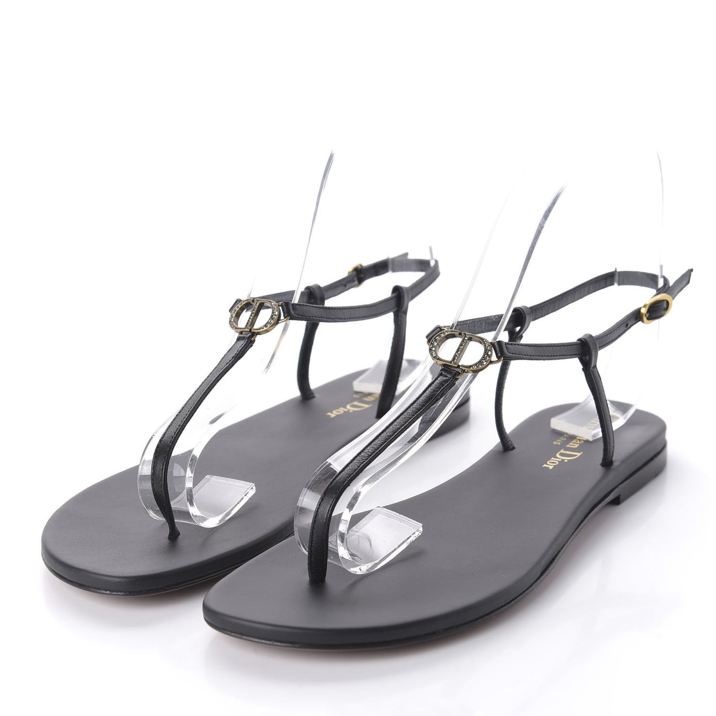 Lambskin Crystal CD Sandal 38 Black