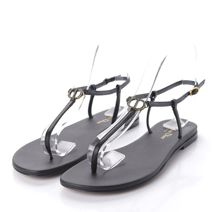 Christian Dior Lambskin Crystal CD Sandal 38 Black 3 of 8