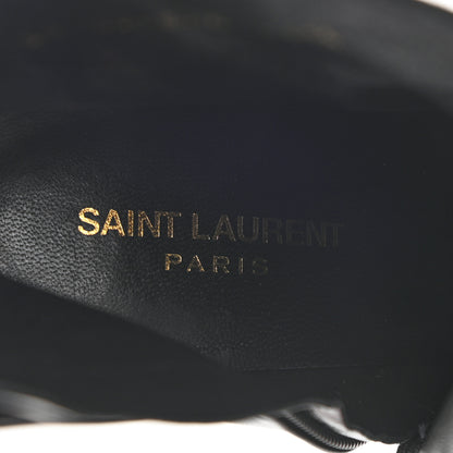 Saint Laurent Calfskin Velvet Lace Up Ankle Boots 40.5 Black 8 of 9