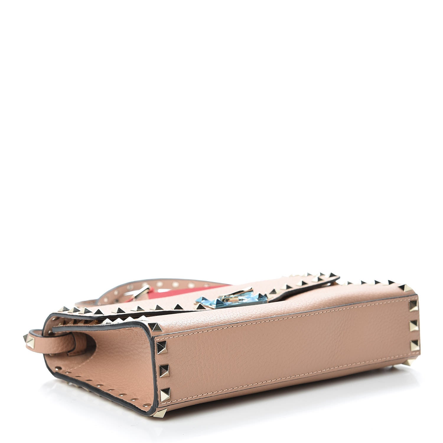 Valentino Garavani Pebbled Calfskin Medium Rockstud Flip Lock Crossbody Bag Skin Sorbet 4 of 9
