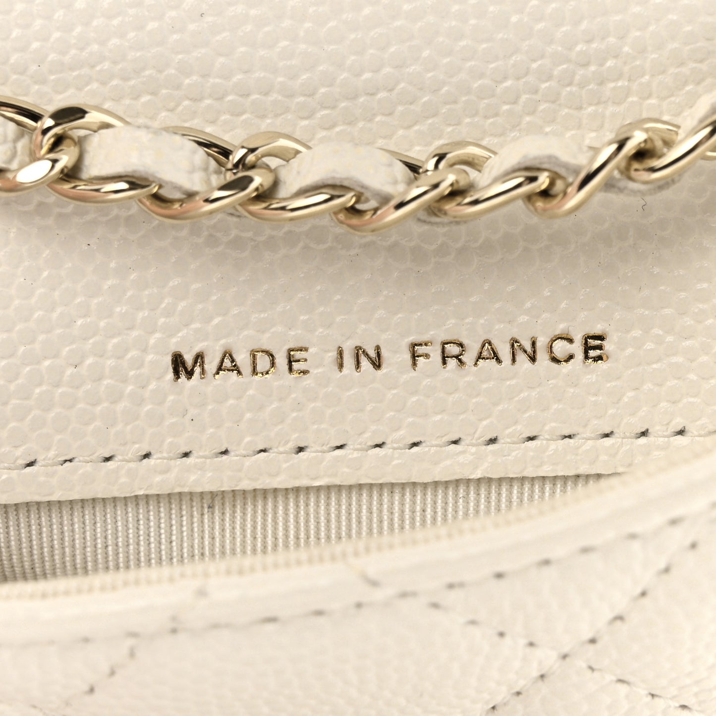 Caviar Quilted Mini Chain Belt Bag White