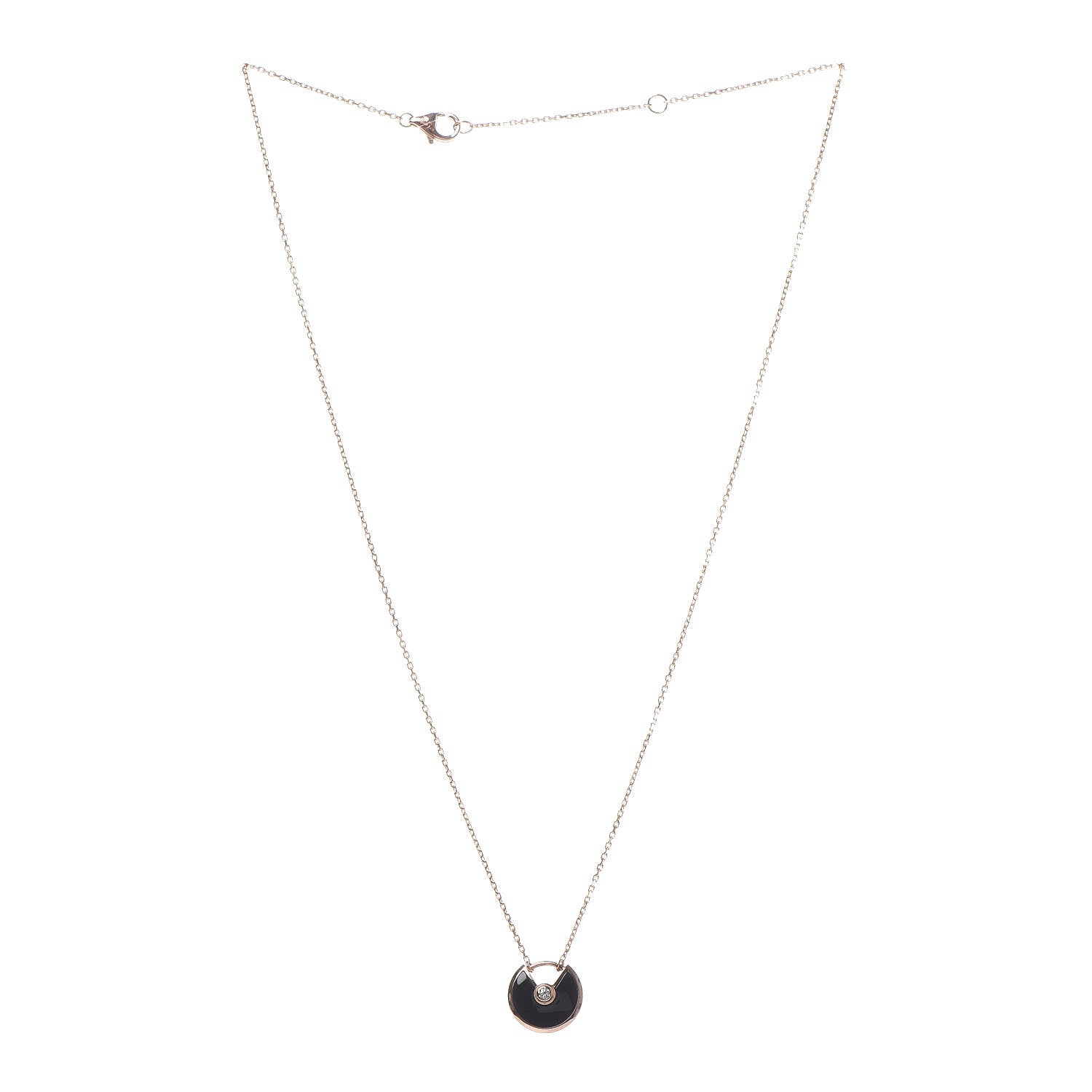 Cartier 18K Pink Gold Diamond Black Onyx XS Amulette de Cartier Pendant Necklace 3 of 6