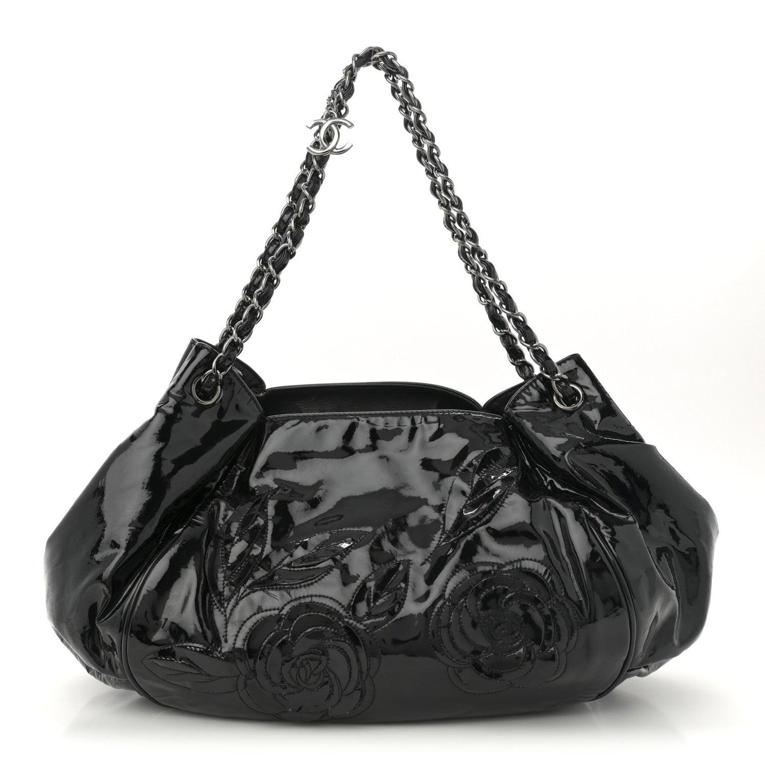 Chanel Patent Camellia Shoulder Bag Black 1 of 12
