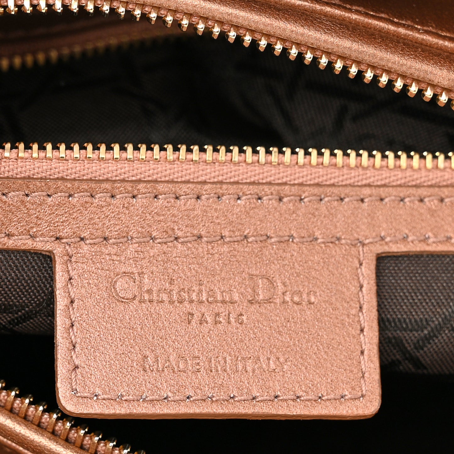 Metallic Lambskin Cannage Medium Lady Dior Bronze