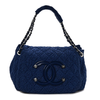 Chanel Nylon Patent Quilted CC Accordion Flap Bag Blue 1 of 13