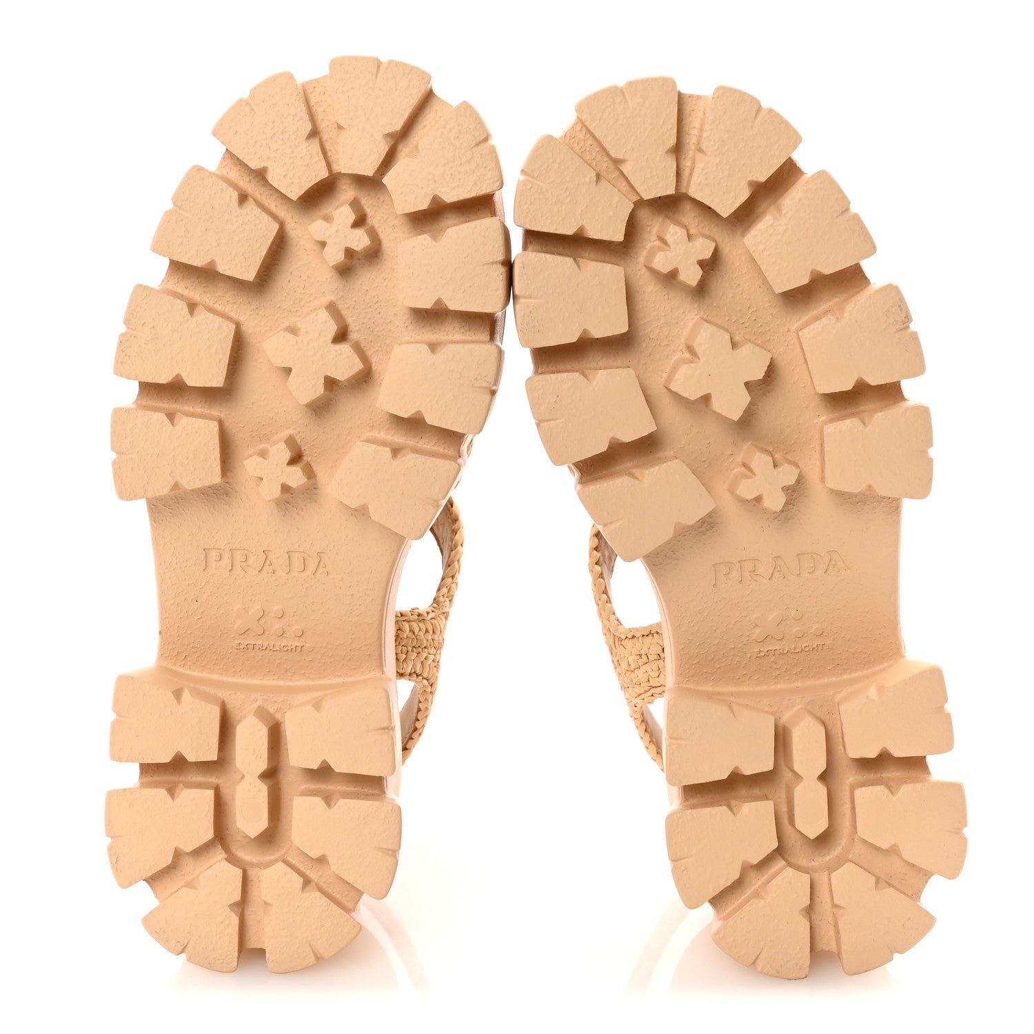 Prada Yarn Raffia Effect Metal Triangle Logo Crochet Monolith 55mm Cage Sandals 35 Naturale 6 of 10