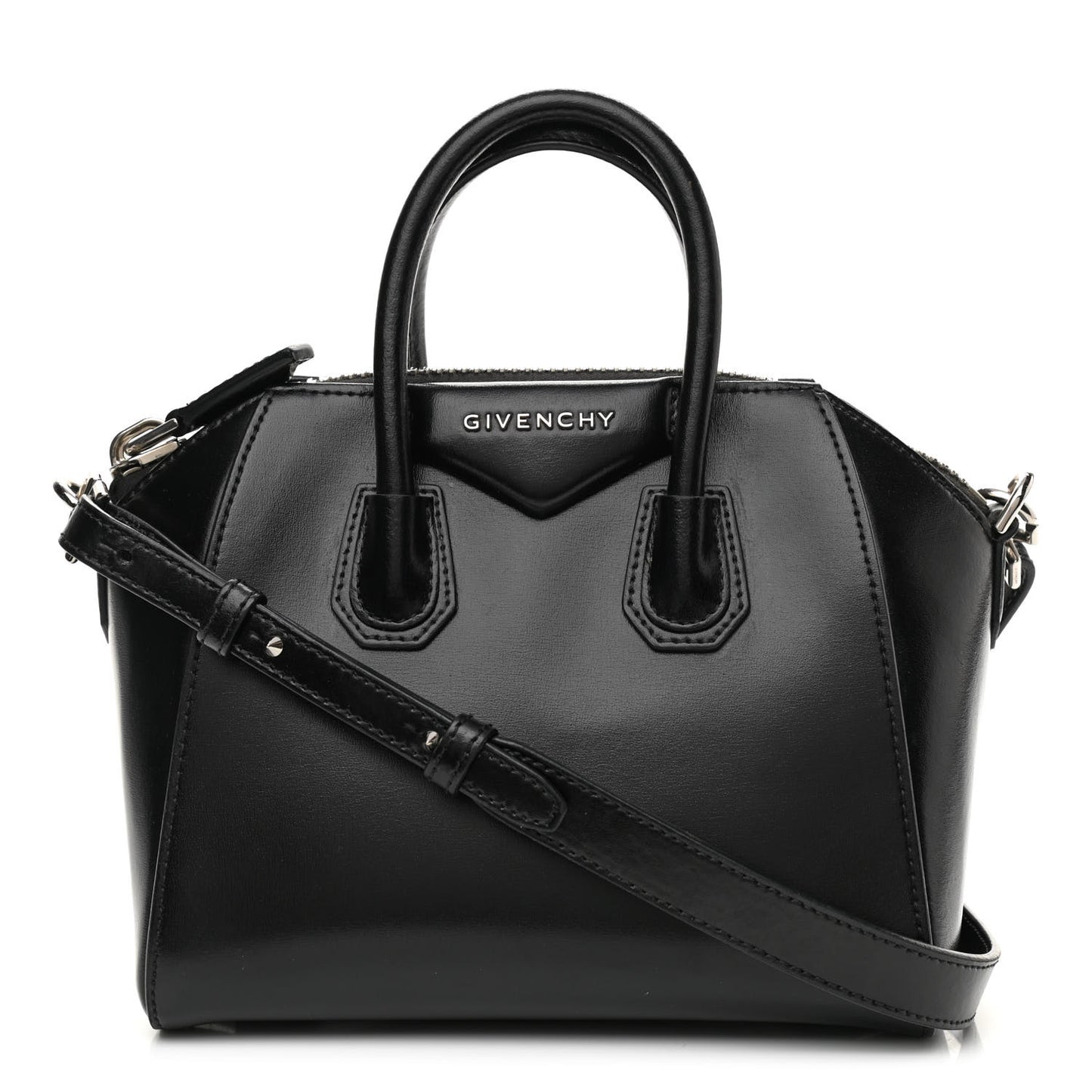 Shiny Lord Calfskin Mini Antigona Black