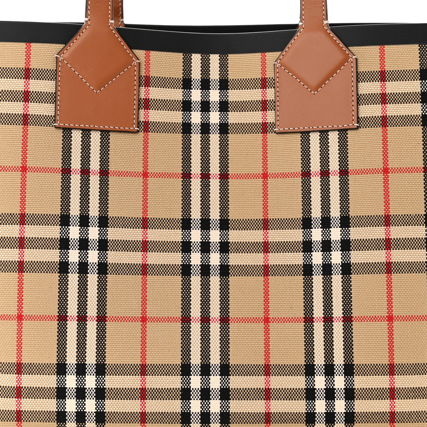 Burberry Cotton Vintage Check Medium London Tote Bag Briar Brown Black 8 of 10