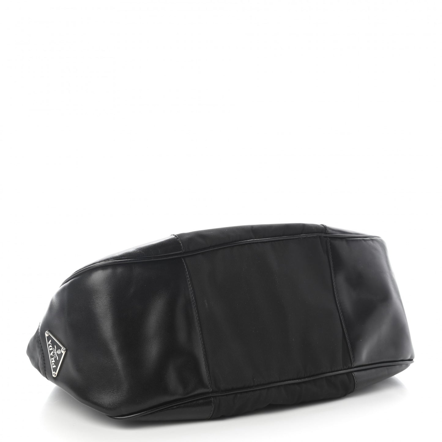 Nylon Calfskin Buckle Shoulder Bag Black