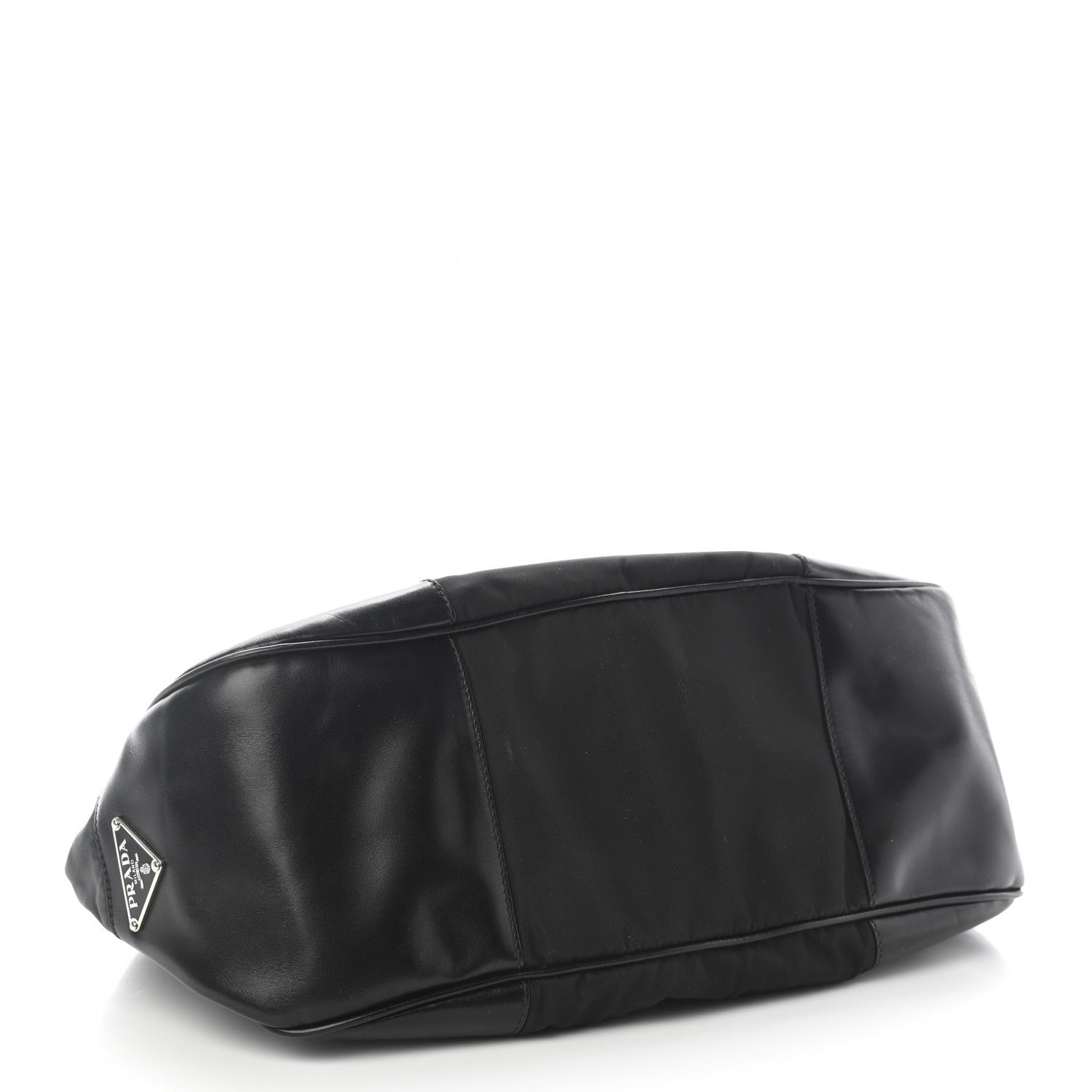 Prada Nylon Calfskin Buckle Shoulder Bag Black 4 of 14