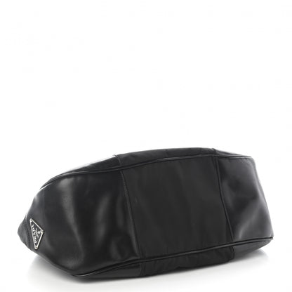 Prada Nylon Calfskin Buckle Shoulder Bag Black 4 of 14