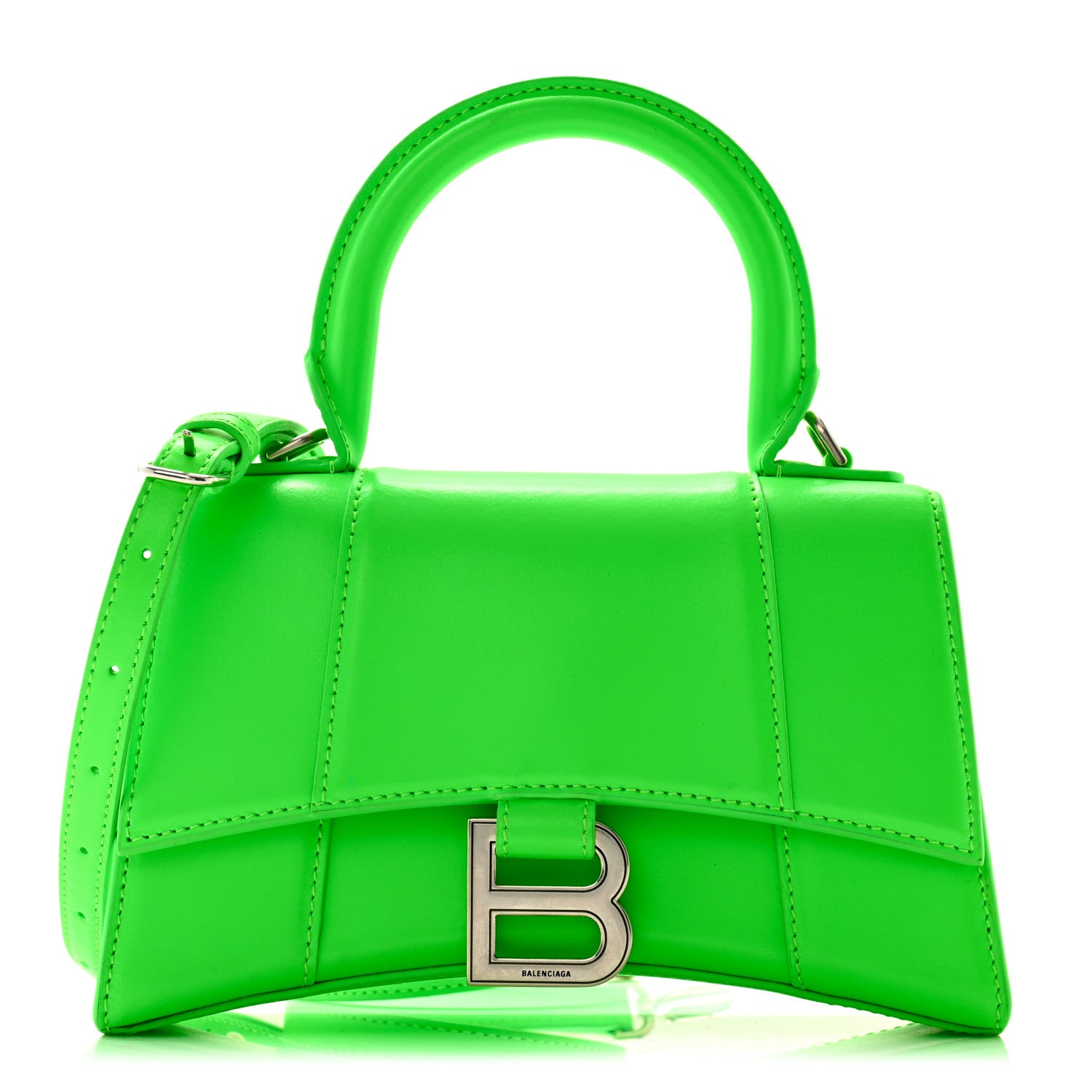Balenciaga Shiny Box Calfskin Hourglass Top Handle Bag XS Acid Green 1 of 11