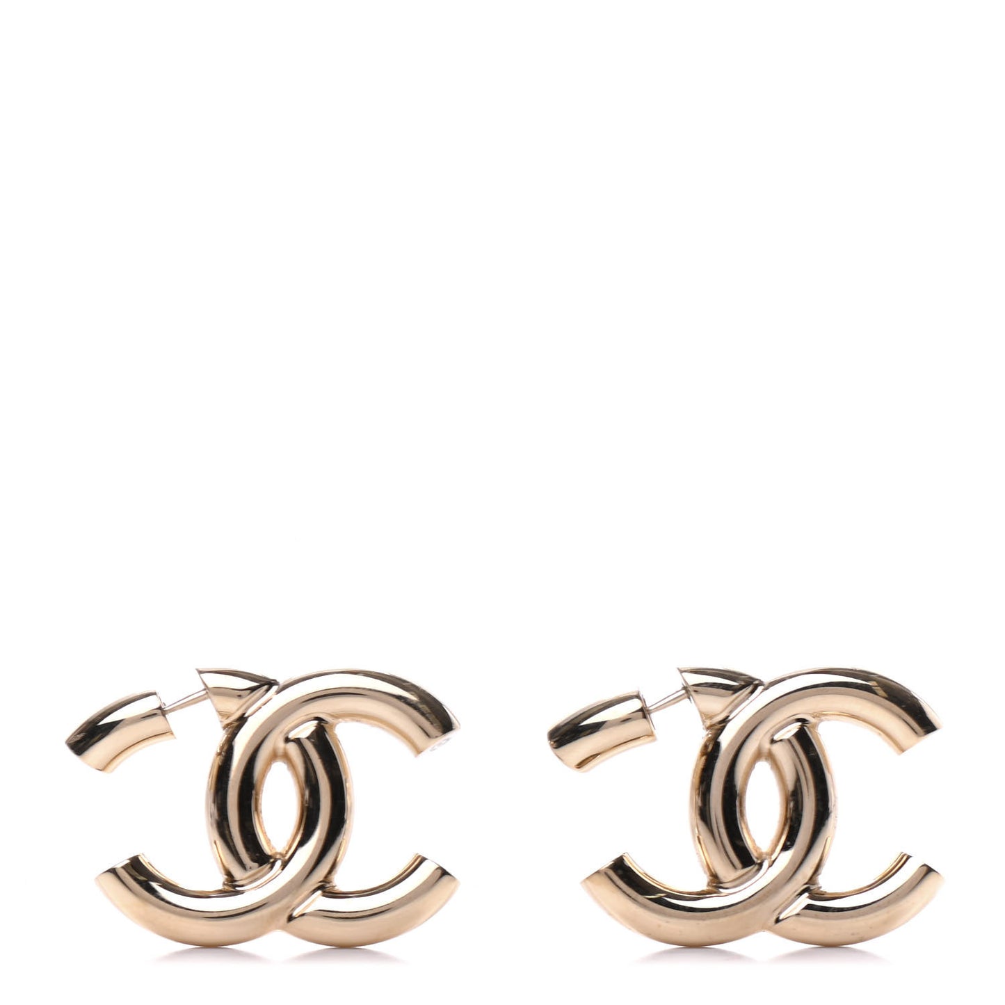 Metal Large CC Earrings Light Gold