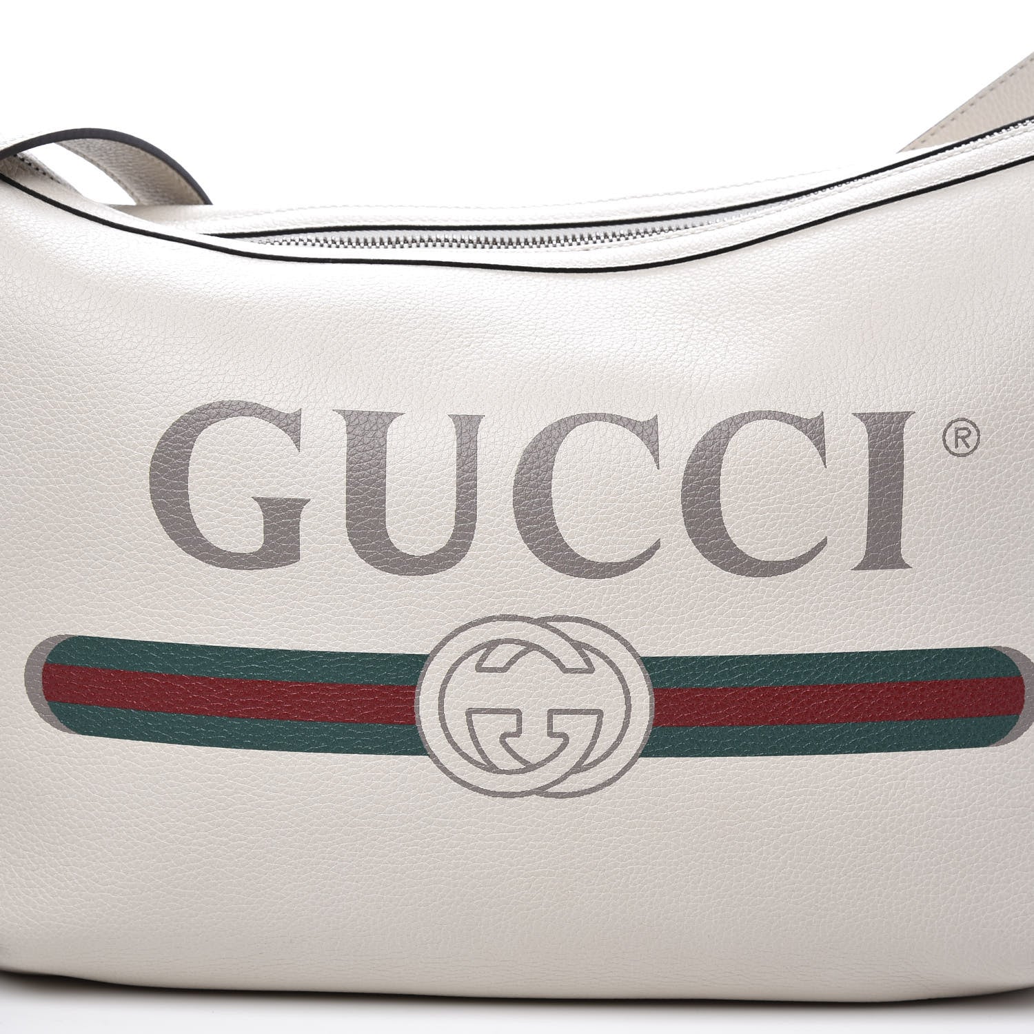 Gucci Grained Calfskin Logo Half Moon Hobo White 10 of 10