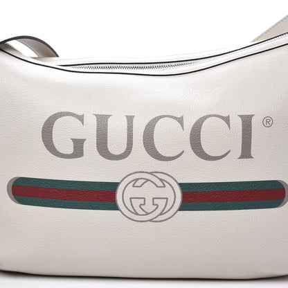 Gucci Grained Calfskin Logo Half Moon Hobo White 10 of 10