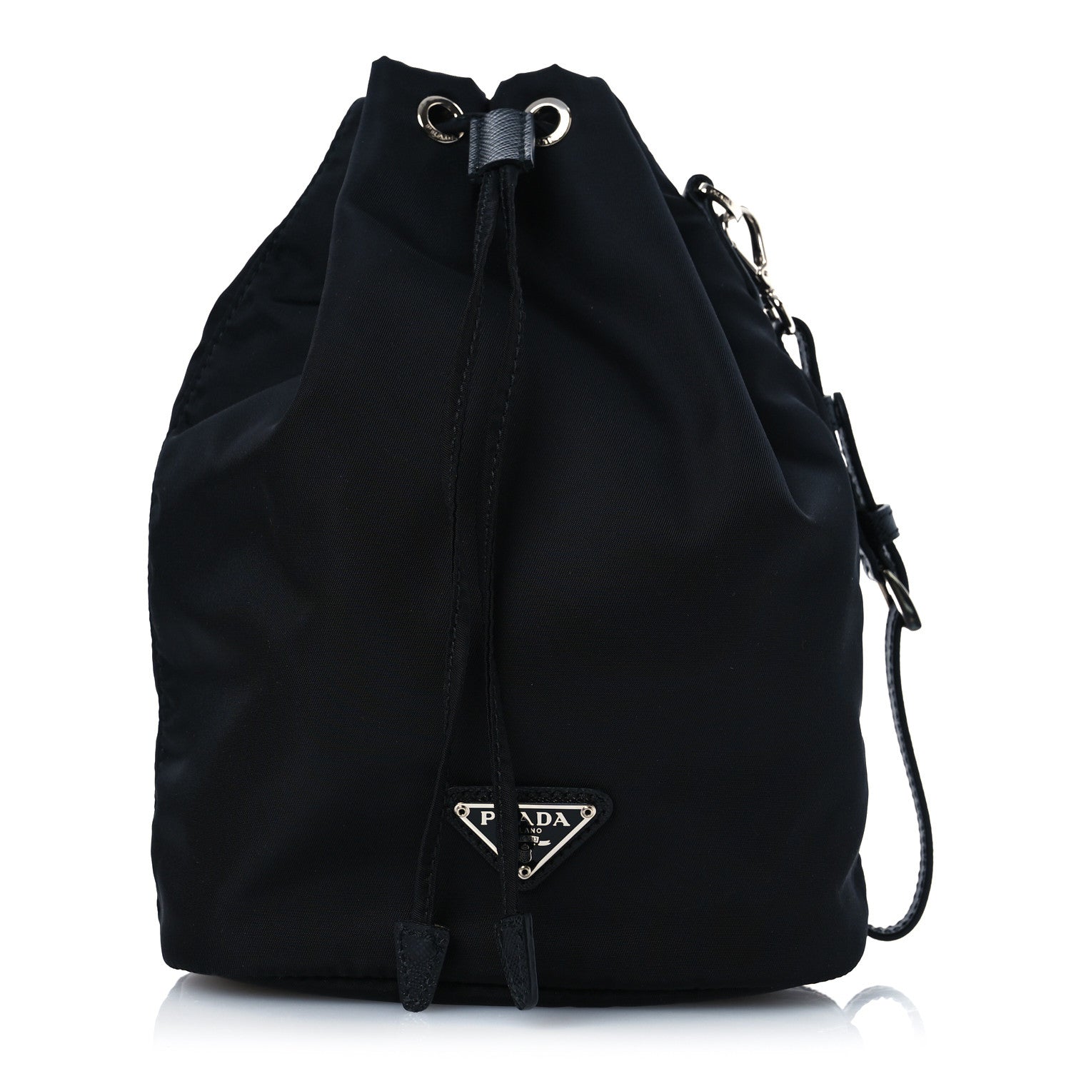 Prada Saffiano Tessuto Nylon Vela Bucket Wristlet Black 1 of 11
