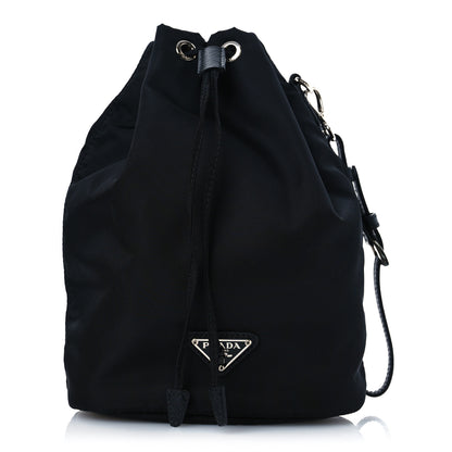 Prada Saffiano Tessuto Nylon Vela Bucket Wristlet Black 1 of 11