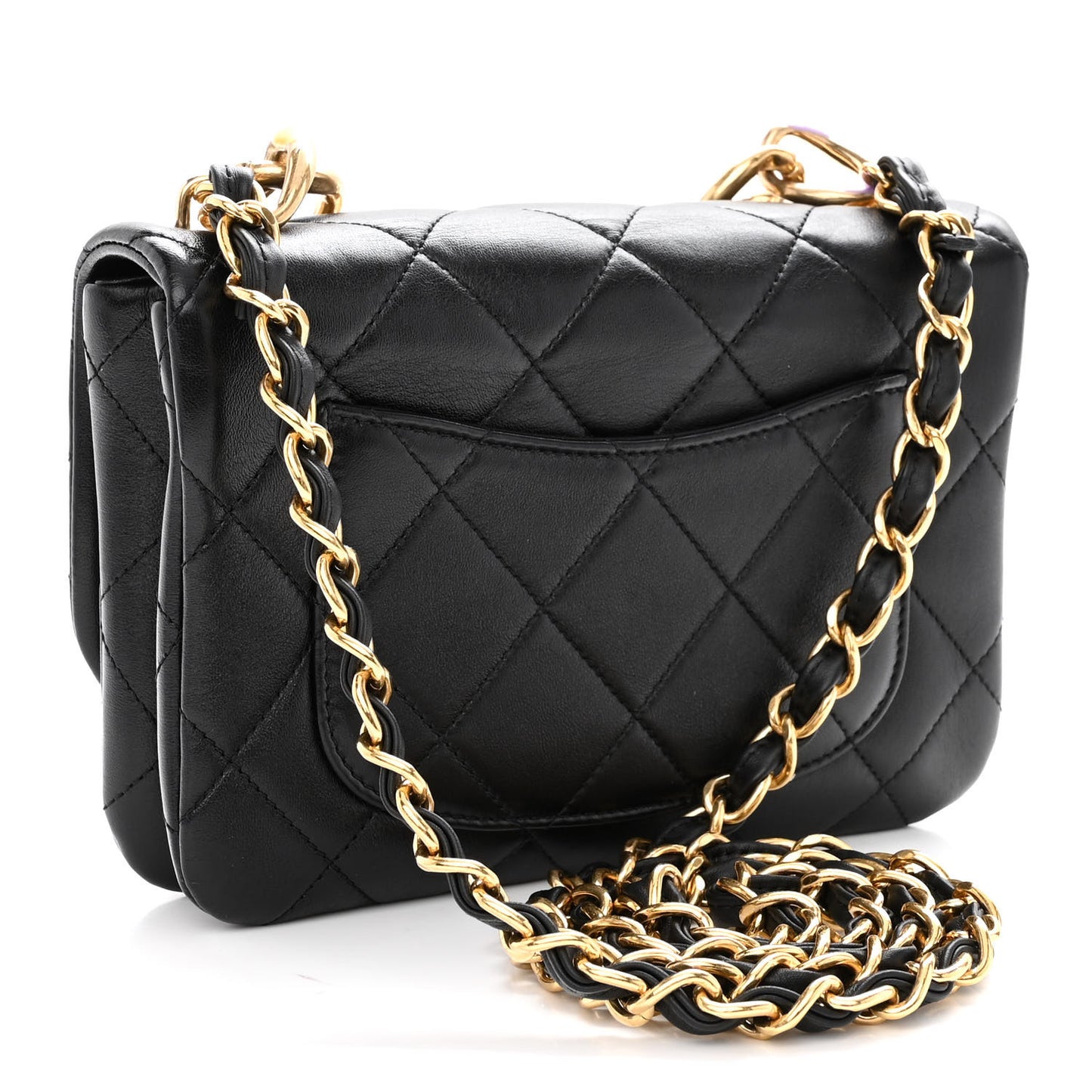 Lambskin Quilted Small Color Match Flap Black Multicolor