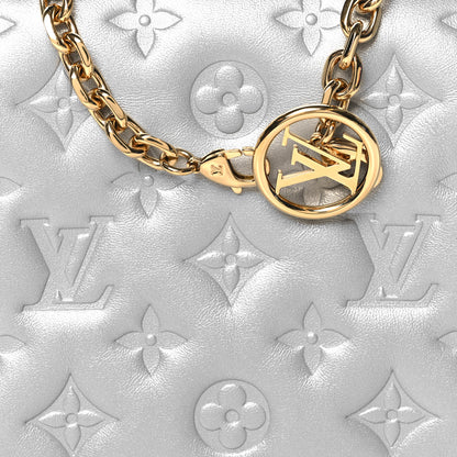 Louis Vuitton Metallic Lambskin Embossed Monogram Pochette Coussin Silver 7 of 9