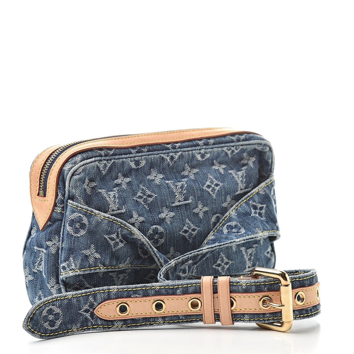 Monogram Denim Bum Bag Blue