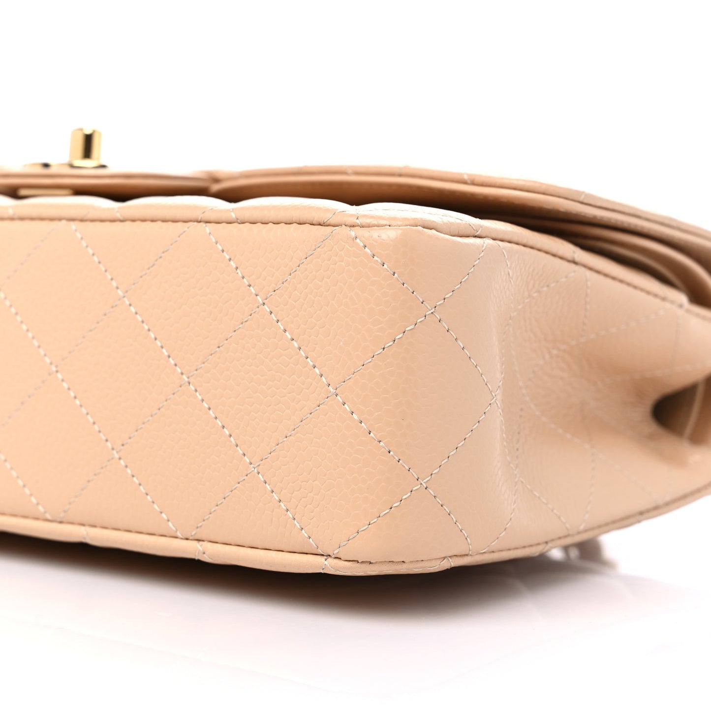 Caviar Quilted Medium Double Flap Beige Clair