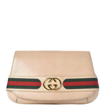 Gucci Calfskin Web GG Signature Clutch Beige 1 of 15