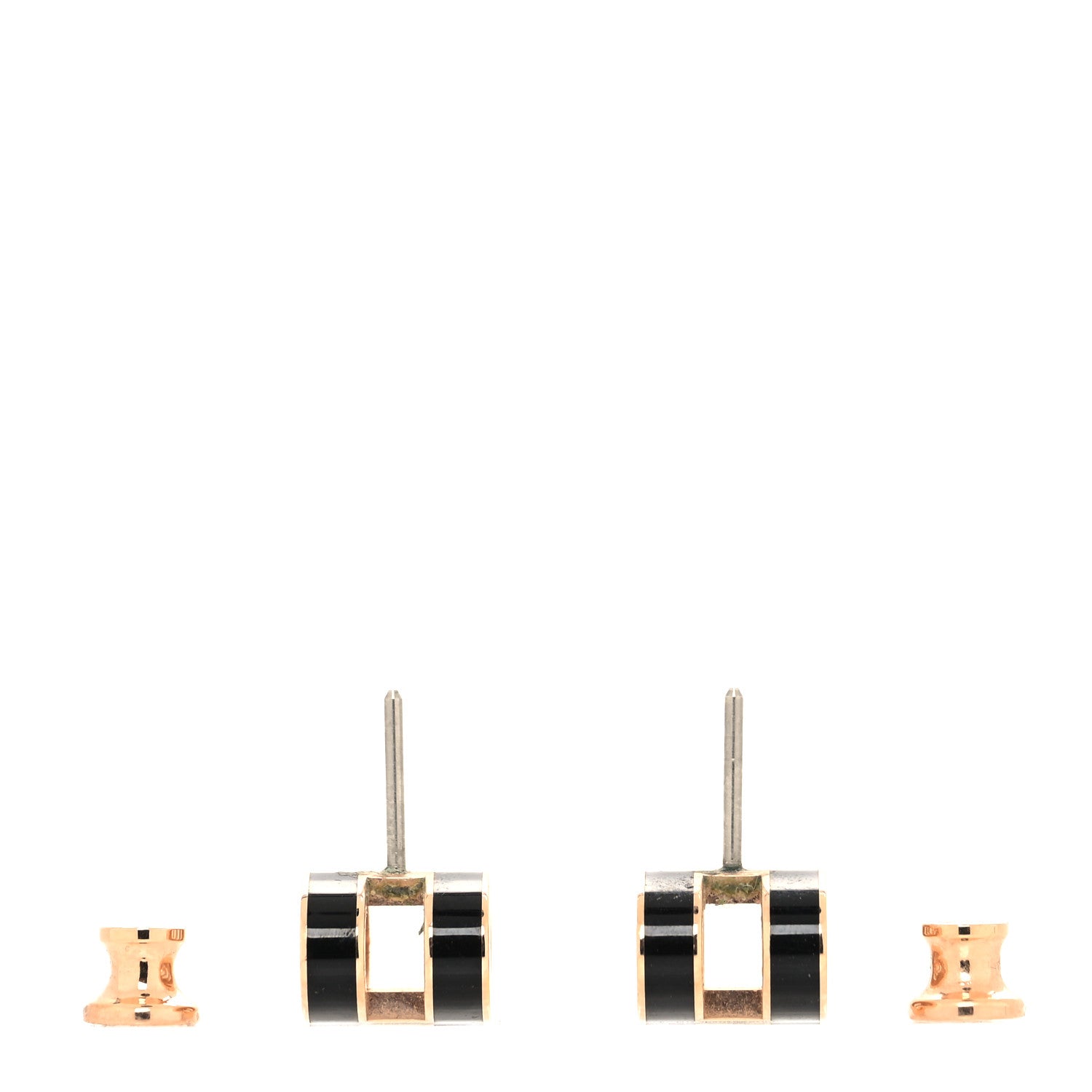Hermes Rose Gold Lacquered Pop H Earrings Black 3 of 6