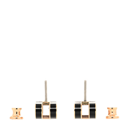 Hermes Rose Gold Lacquered Pop H Earrings Black 3 of 6