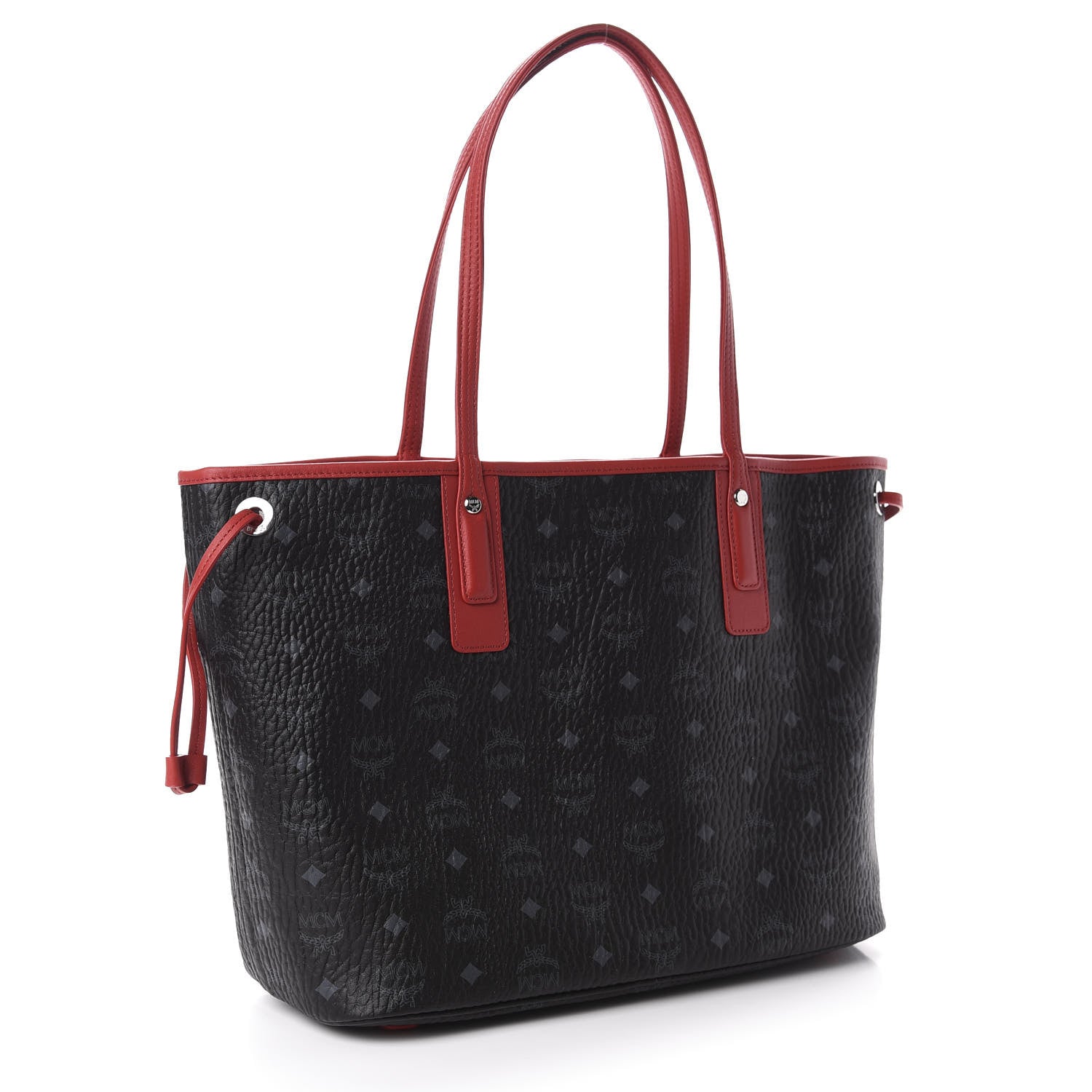 MCM Visetos Medium Liz Reversible Shopper Tote Black Red 3 of 15