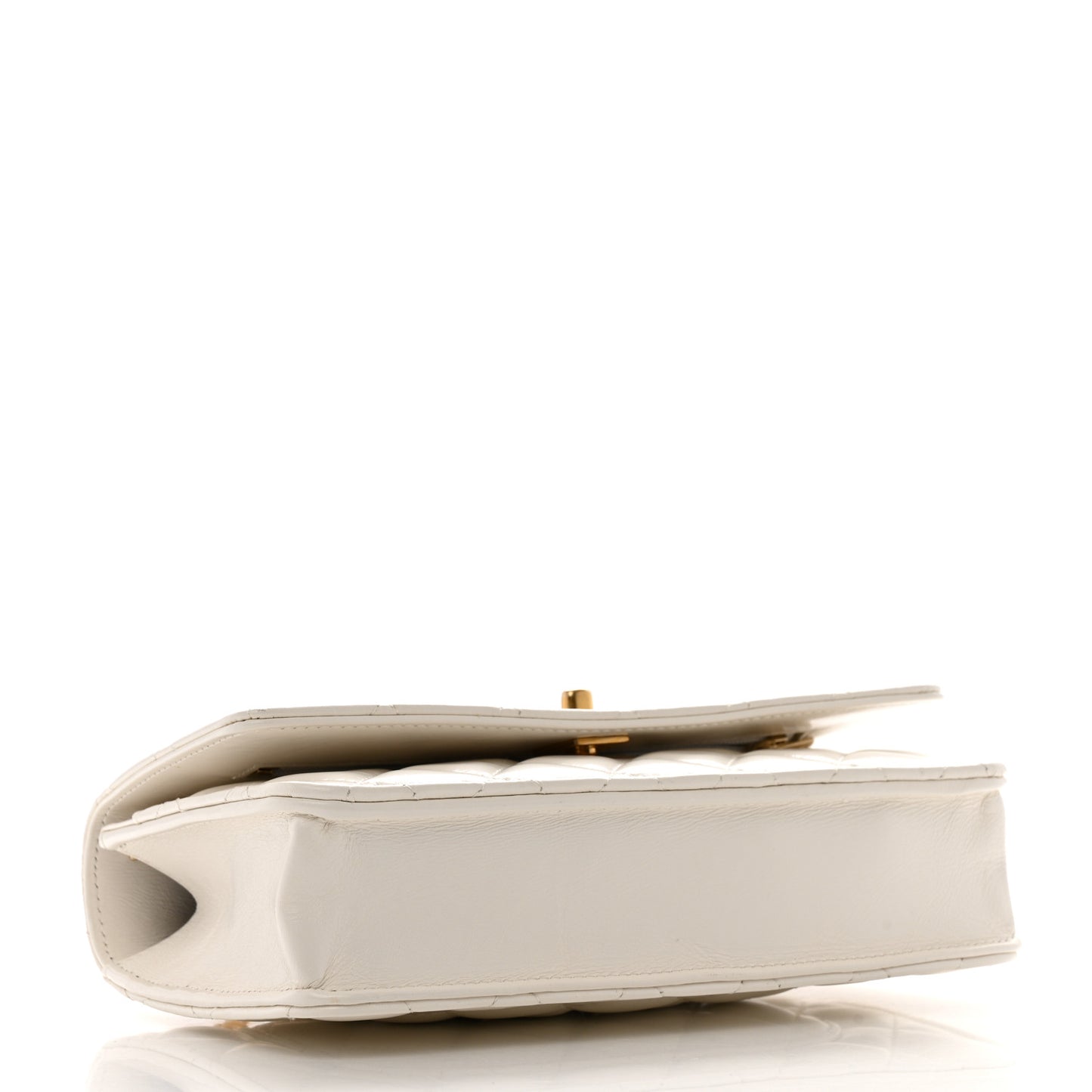 Shiny Calfskin Quilted Multicolor Top Handle Wallet On Chain WOC White