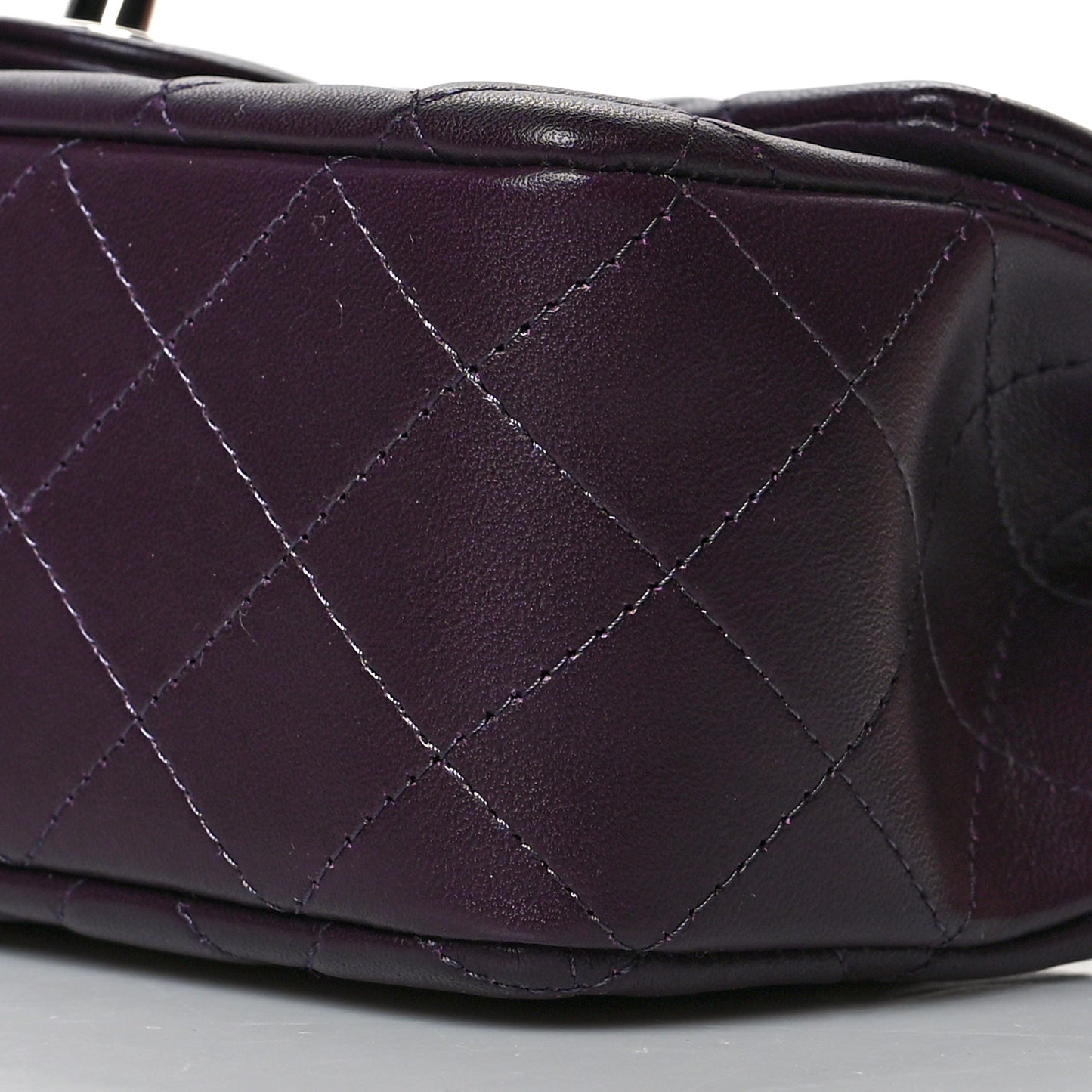 Lambskin Quilted Mini Rectangular Flap Dark Purple