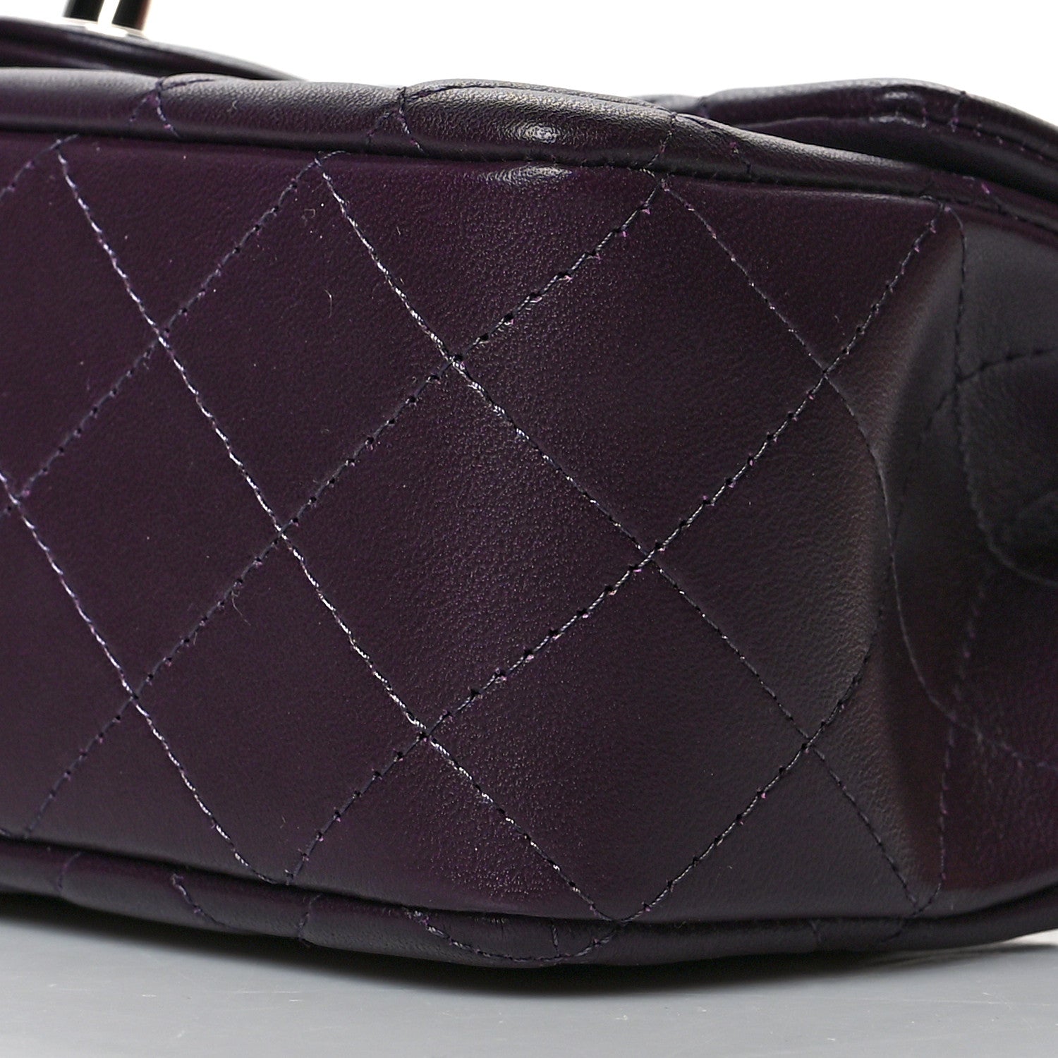 Chanel Lambskin Quilted Mini Rectangular Flap Dark Purple 11 of 11