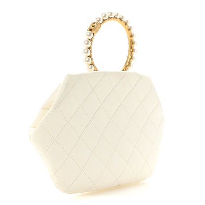 Chanel Lambskin Quilted Pearl Crown Clutch Bag White 3 of 11