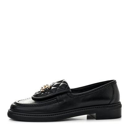 Chanel Lambskin Quilted CC Turnlock Loafers 38 Black 1 of 8
